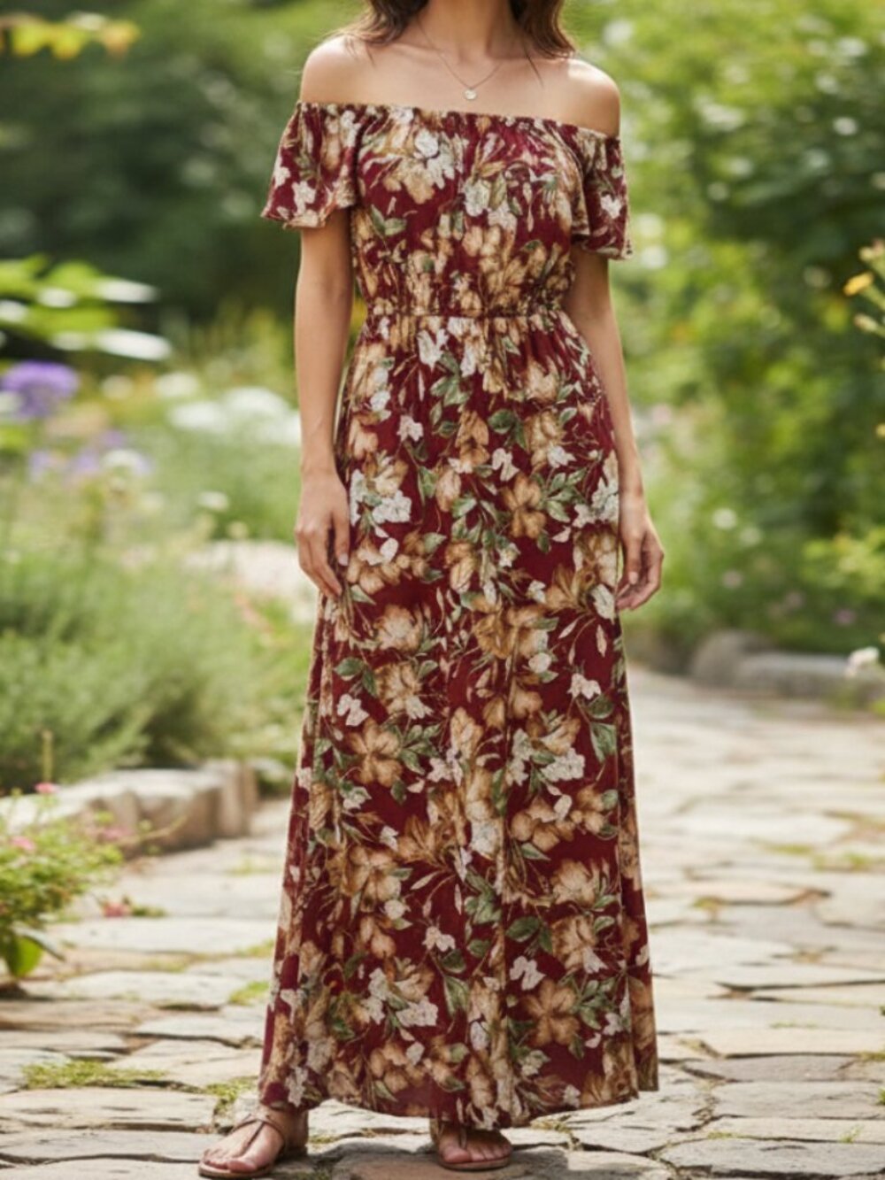 Altar'd State Off Shoulder Ruffle Floral Maxi Dress